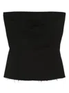 Rick Owens Strapless Black Top With Fitted Bodice And Flared Hem In Black