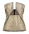 Rick Owens Coated Denim Top With Front Cut-out Neckline In Nude