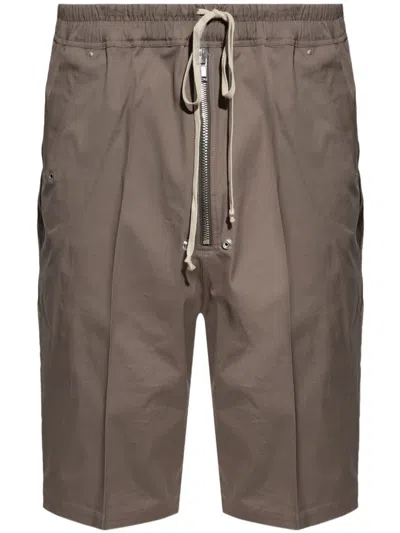 Rick Owens Relaxed Fit Bermuda Shorts With Adjustable Waistband In Brown
