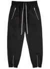 Rick Owens Black Drop-crotched Track Pants With Drawstring In Stretch Cotton Man In Black