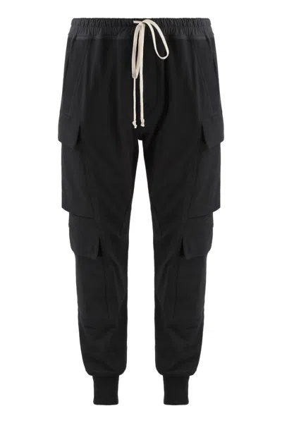 Rick Owens Stretch Cotton Track-pants In Black