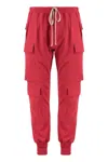 Rick Owens Cargo Pocket Drawstring Trousers In Red