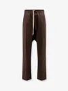 Rick Owens Stretch Cotton Trousers In Brown