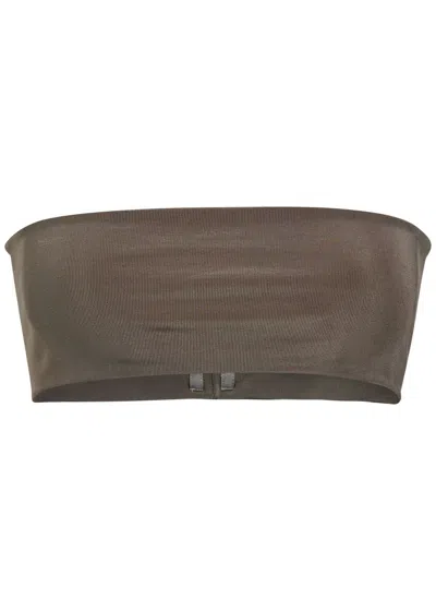 Rick Owens Stretch-jersey Bandeau Top In Brown