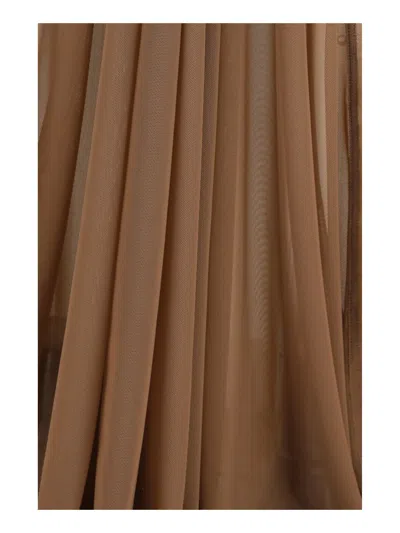 Rick Owens Stretch Tulle With Teardrop Back Detail Dress In Brown