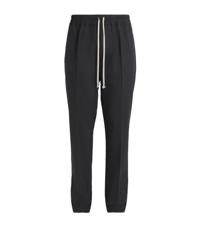 Rick Owens Stretch-wool Drawstring Trousers In Black