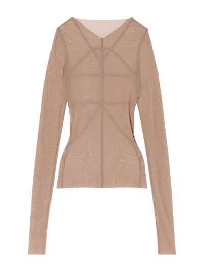 Rick Owens Stretch-tulle T-shirt In Neutral