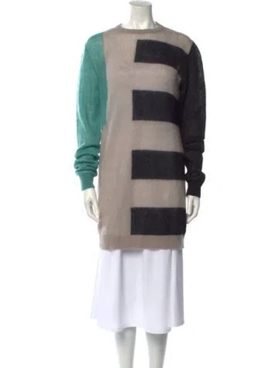 Pre-owned Rick Owens Striped Crew Neck Sweater In Gray