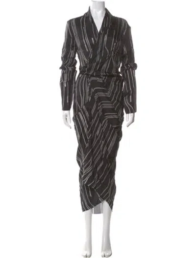 Pre-owned Rick Owens Striped Long Dress In Gray