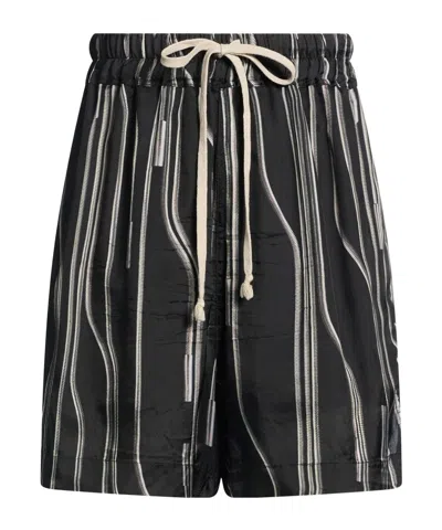 Rick Owens Striped Shorts In Black