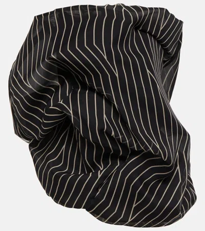 Rick Owens Striped Strapless Silk Top In Black/pearl