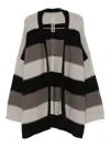 Rick Owens Striped Wool Cardigan In Black