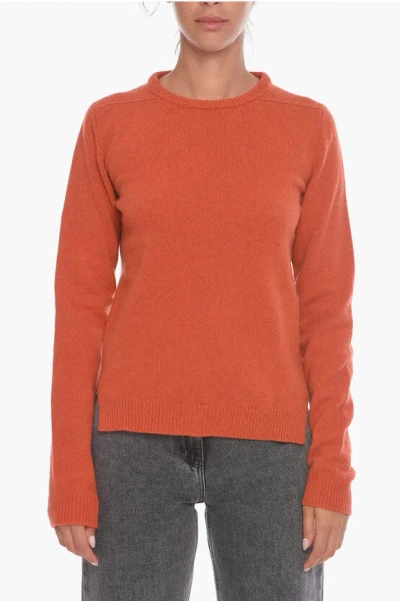 Rick Owens Strobe Crew Neck Cashmere Blend Jumper In Orange