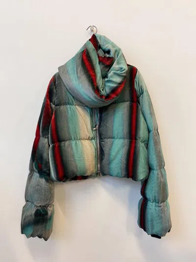 Rick Owens Strobe Funnel Neck Puffer Jacket In Blue