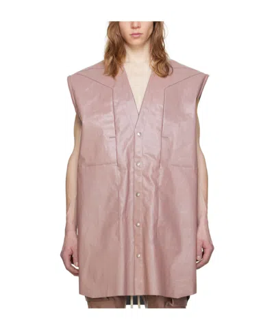 Rick Owens Strobe Jumbo Y Collar Vest In Pink