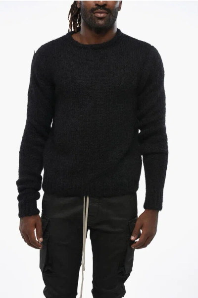Rick Owens Strobe Mohair Blend Crew-neck Sweater In Black