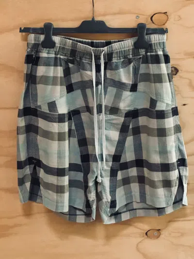 Pre-owned Rick Owens Strobe Penta Boxers Shorts 48 F/w22 Pearl Plaid In Black