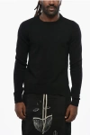 Rick Owens Strobe Solid Color Cashmere Crew-neck Sweater In Black