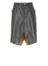 Rick Owens Structured Black Leather Skirt With Front Zip In Black