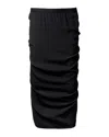 Rick Owens Structured Black Skirt With Rib-knit Waistband In Black