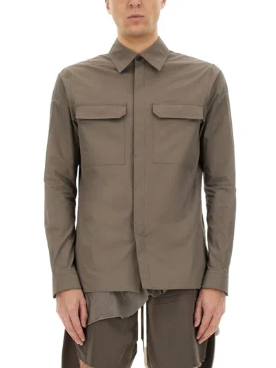 RICK OWENS STRUCTURED COTTON WORK SHIRT WITH BUTTON-DOWN FRONT