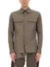 Rick Owens Structured Cotton Work Shirt With Button-down Front In Grey