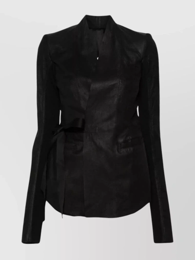 RICK OWENS STRUCTURED HIP LENGTH JACKET WITH FLARED HIPS