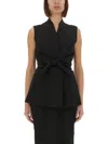 Rick Owens Sleeveless Wool Top With V-neck And Adjustable Front Ties