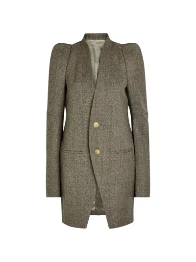 Rick Owens Structured-shoulder Button-up Jacket In Brown