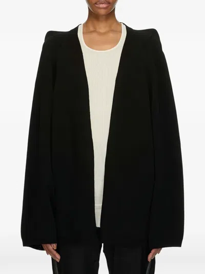 Rick Owens Structured-shoulder Knitted Cardigan In Black
