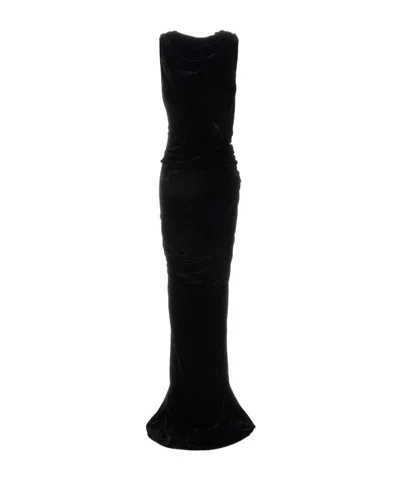 Rick Owens Strutter Draped Maxi Dress In Black