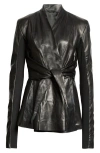 Rick Owens Tailored Wrap Ls Strutter Jacket In Black
