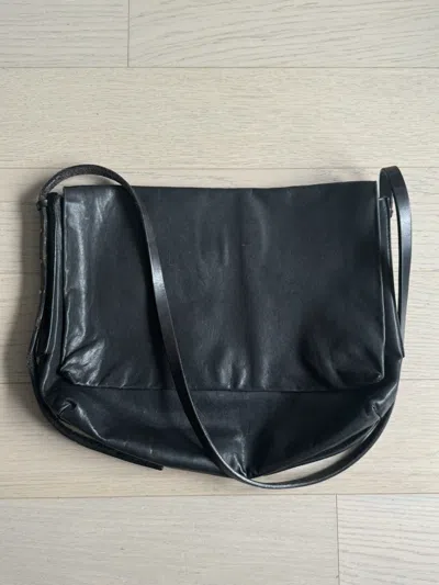 Pre-owned Rick Owens Studded Leather Messenger Shoulder Bag In Black
