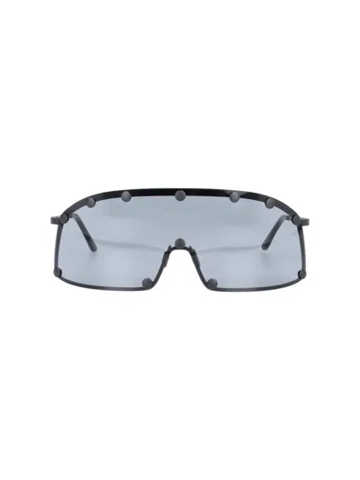 Rick Owens Studded Shield Sunglasses In Black