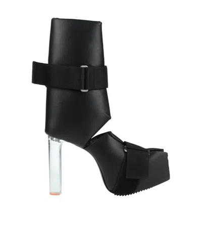 Rick Owens Stylish And Simple Platform Leather Boots In Black