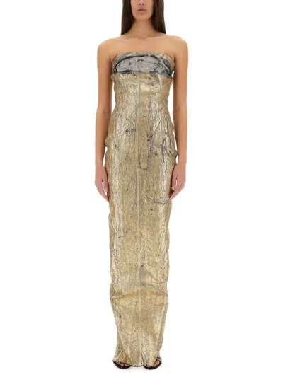 Rick Owens Stylish Bustier Dress With Elegant Fit In Gold