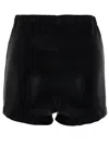 Rick Owens Black Leather Solid Shorts In Black