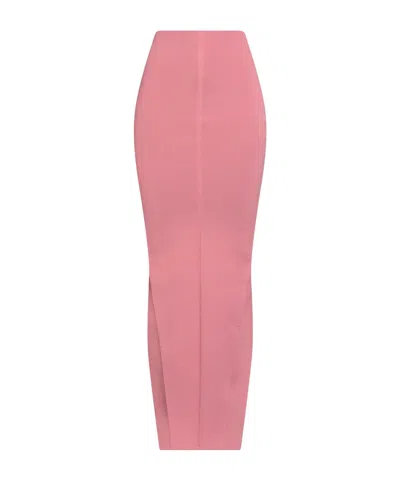 Rick Owens Stylish Slim-fit Knitted Midi Skirt In Pink