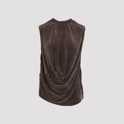 Rick Owens Subhuman Viscose Silk Tank Top In Brown