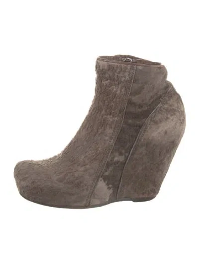 Pre-owned Rick Owens Suede Animal Print Boots In Grey