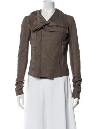 Pre-owned Rick Owens Suede Biker Jacket In Brown