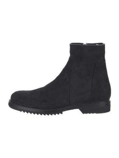 Pre-owned Rick Owens Suede Boots In Black