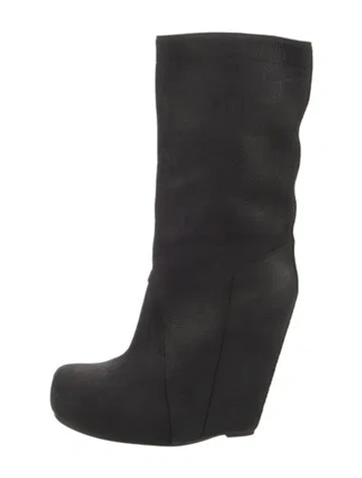 Pre-owned Rick Owens Suede Boots In Black