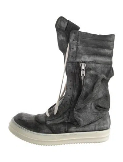 Pre-owned Rick Owens Suede Boots In Black