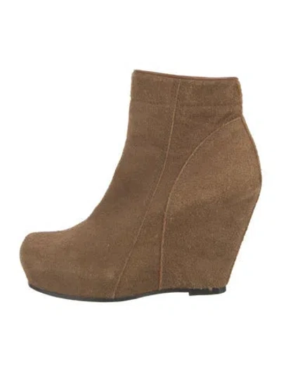 Pre-owned Rick Owens Suede Boots In Brown