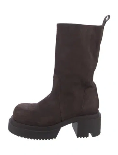 Pre-owned Rick Owens Suede Boots In Brown