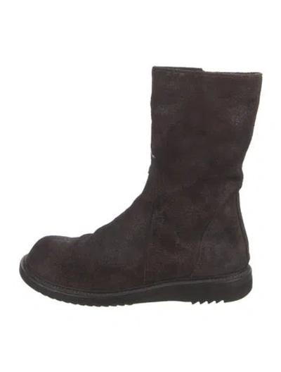 Pre-owned Rick Owens Suede Boots In Gray