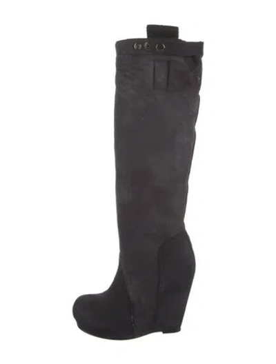Pre-owned Rick Owens Suede Boots In Gray