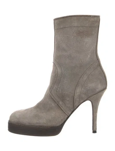 Pre-owned Rick Owens Suede Boots In Gray