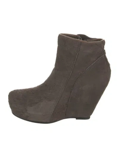 Pre-owned Rick Owens Suede Boots In Gray